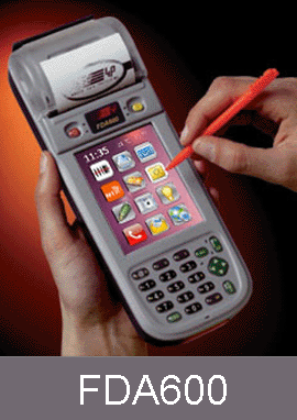 Yazici, barkod tarayici, RFID, kamera, wireless, chip&pin, GPS zellikli FDA600 ALL-IN-ONE dayanikli PDA.